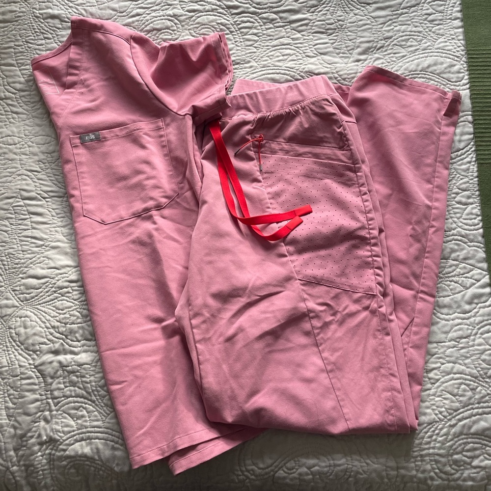 Pink FIGS scrub set